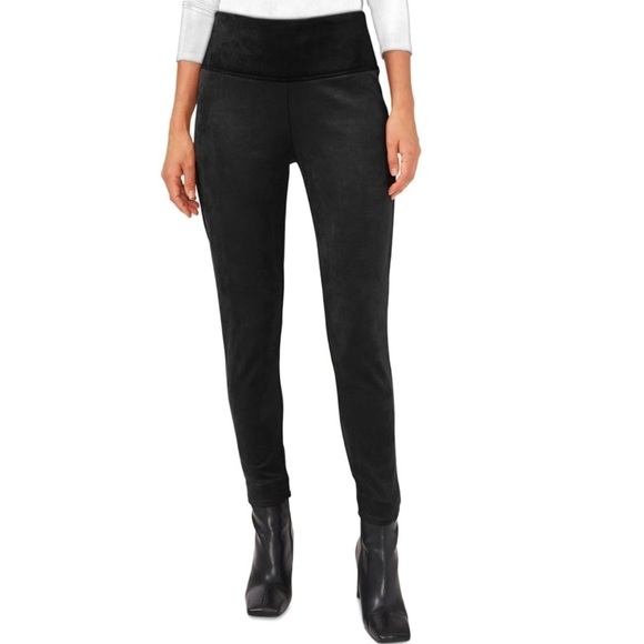 NWT Vince Camuto Faux Suede Pull On Skinny Leggings in Black - Picture 1 of 7